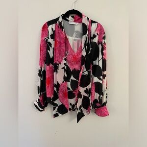 Trina Turk Long Sleeve Floral Blouse